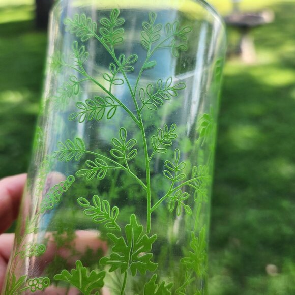 1970's Set of 6 Libbey Green Spring Greenery Tumbler Glass Drinking Glasses - Picture 4 of 5